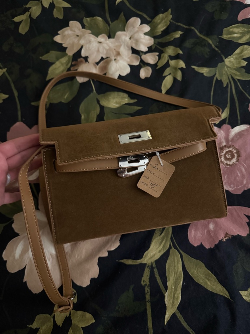 Suede Mini Shoulder Bag in Brown